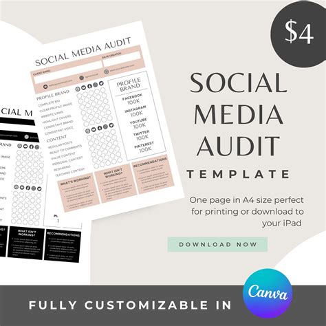 Social Media Audit Template | Digital Social Audit | Editable Social Media Audit Template ...