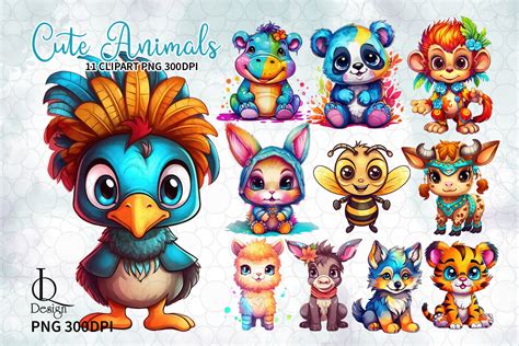 Cute Animals Sublimation Clipart Graphic by LQ Design · Creative Fabrica