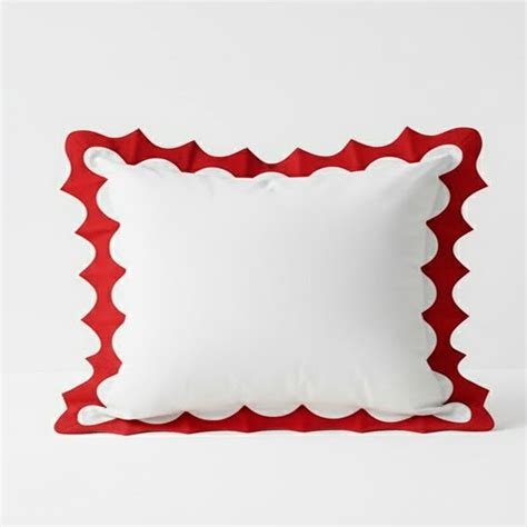 Reverse Scalloped Applique Embroidery Cotton Pillow Sham