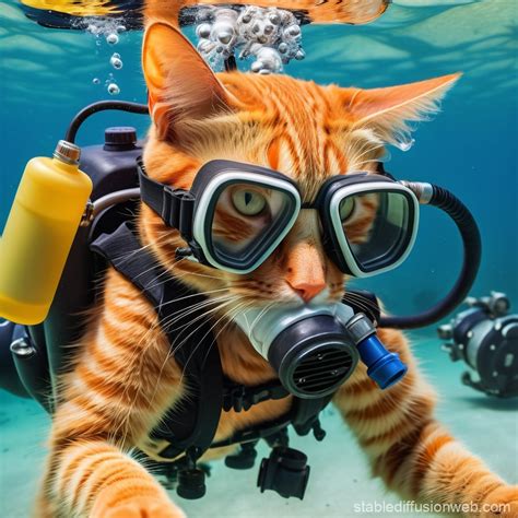 Cat Scuba Diving Adventure | Stable Diffusion Online