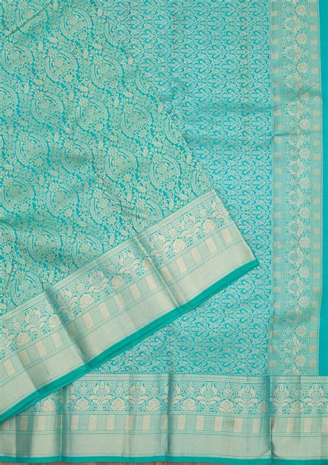 Buy Sea Green Zariwork Pure Silk Saree - Koskii