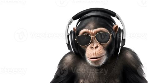 A monkey with headphone and sun glasses 46338064 PNG