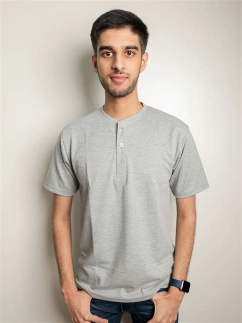Grey Henley T-Shirt (Men) - The Dot Company
