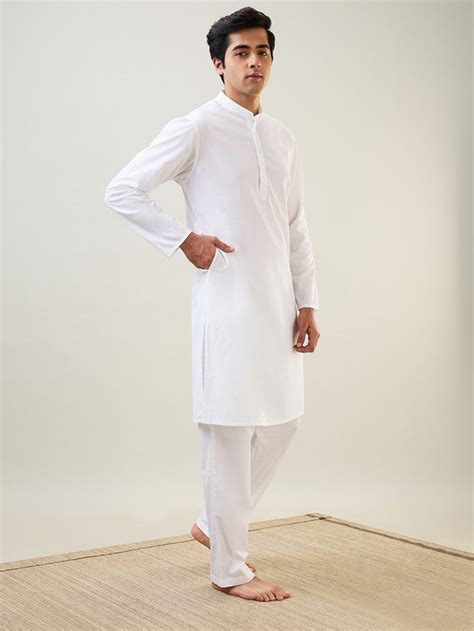 Sleepz Men White Comfort Fit Solid Kurta Set – MyRaymond