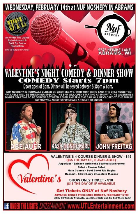 UTLs Valentines Dinner & Comedy Night Nuf Noshery in Abrams! Doors open ...