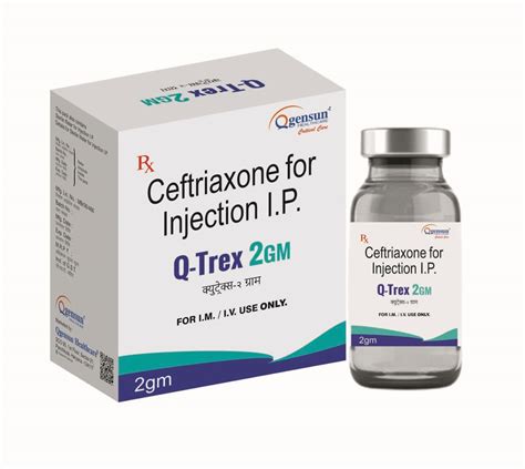Q Trex 2 GM - Ceftriaxone 2 gm Injection - Qgensun Healthcare