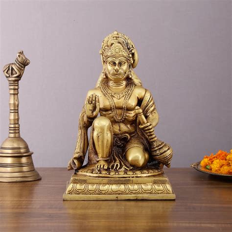 Buy Pure Brass Lord Hanuman Aashirwaad Idol 10" - Budhshiv.com