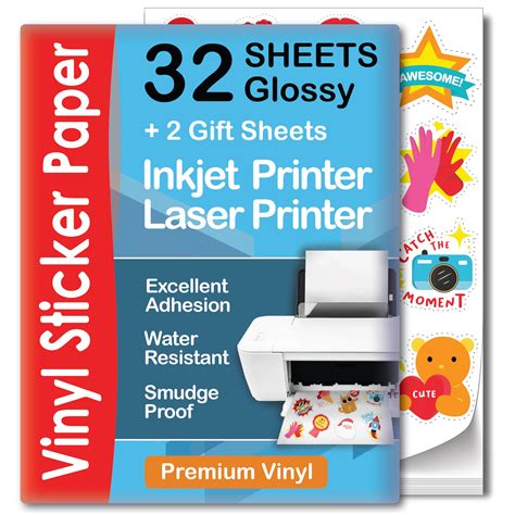 Premium Printable Vinyl Sticker Paper For Inkjet And Laser Printer ...