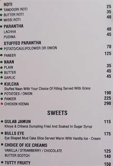 Menu at Atithi, Chandigarh, Near Government College For Girls