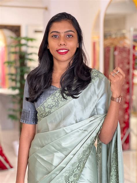 Cut-work Border Pattern Satin Finish Saree | SBP410 – Aham Designer ...