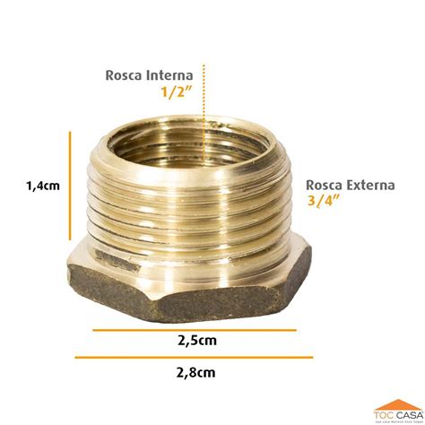 Bucha De Redução 3/4 X 1/2 Em Latão Amarela | MadeiraMadeira