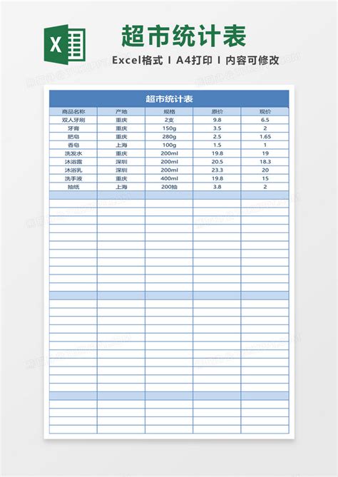 超市统计表Excel模板下载_熊猫办公