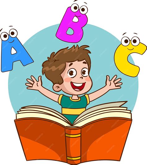 Premium Vector | Cute little child reading a book vector illustration ...