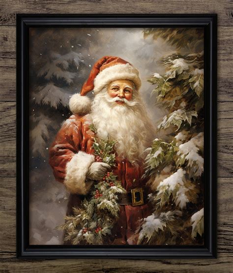 Santa Claus Christmas Wall Art, Printable Santa Claus, Vintage ...