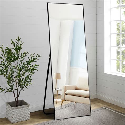 65"x22" Rectangular Full Length Floor Mirror with Stand Black - Walmart.com