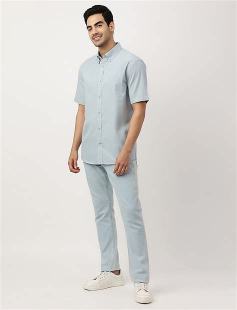 Buy Pure Cotton Plain Button-down Collar Shirt at Marks & Spencer