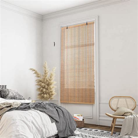 ABOUT SPACE Bamboo Curtains - Rope Mechanism Roll Up Down Bamboo Shade ...