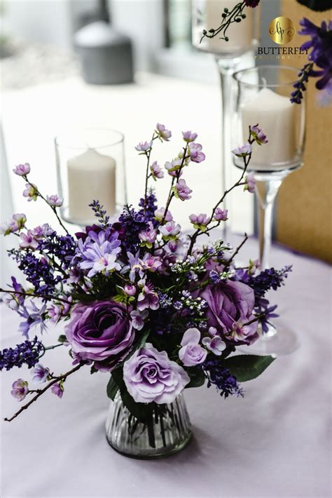 Spring Flowers, Event Table Arrangements | Purple wedding flowers ...