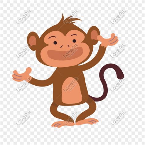 手繪可愛的小猴子免摳圖PSD圖案素材免費下載，可愛卡通圖片，尺寸3333 × 3333px - Lovepik