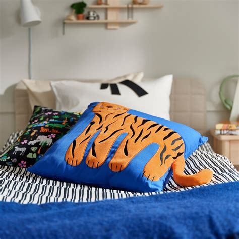 NATTHÄGER cushion, blue/tiger, 50x50 cm (20x20") - IKEA