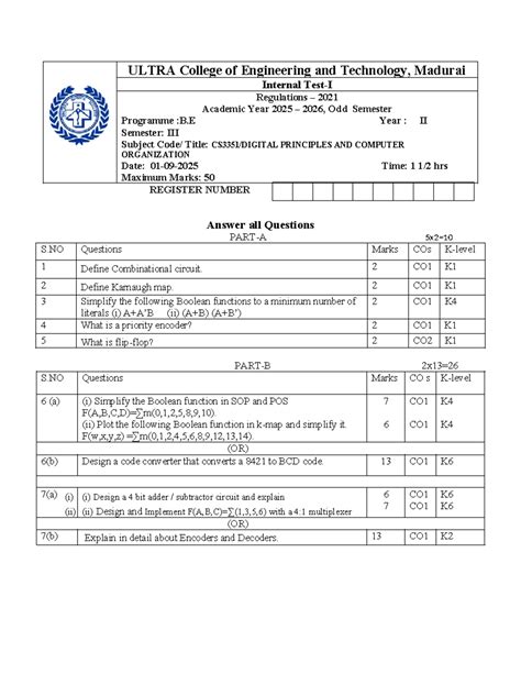 Internal Exam Notes for CS3351: Principles and Computer Organization ...