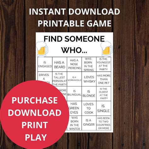 Buy Find Someone Who Party Game Printable, Mingle Bingo, Get to Know ...