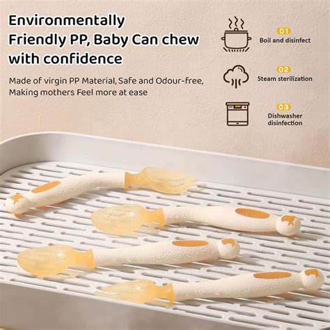 Silicone Feeding Spoon and Fork - Toddlers Self-Feeding Utensil