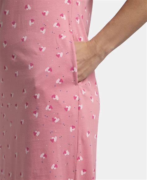 Buy Super Combed Cotton Long Length Printed Lounge Dress - Wild Rose ...
