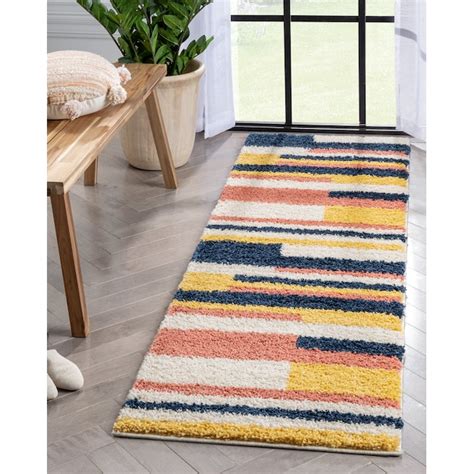 Well Woven Gigi 2 X 8 (ft) Ivory Blue Indoor Geometric Global Runner ...