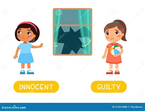 Opposites Concept INNOCENT and GUILTY. Word Card for English Language ...