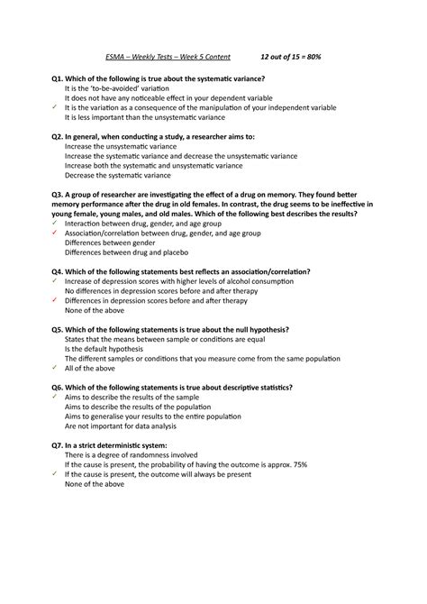 ESMA weekly test 5 - ESMA – Weekly Tests – Week 5 Content 12 out of 15 ...