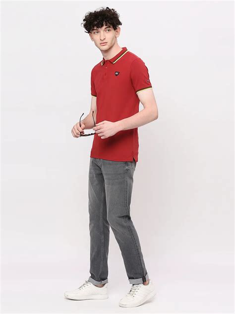 Being Human Regular Fit Men Polo Neck T-Shirts-Brick