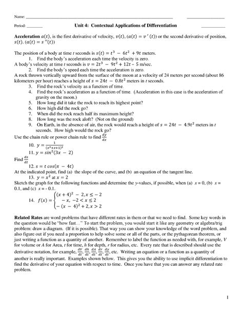 AP Calculus BC Unit 4 Practice - Name: - Studocu