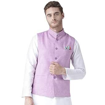 Buy hangup mens Nehru Jacket size 42 (Linen_Basket_Light_purple_42P) at ...