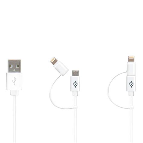 Reconnect DNC UL-D 2-in-1 USB to Micro-USB & Lightning Cable, White