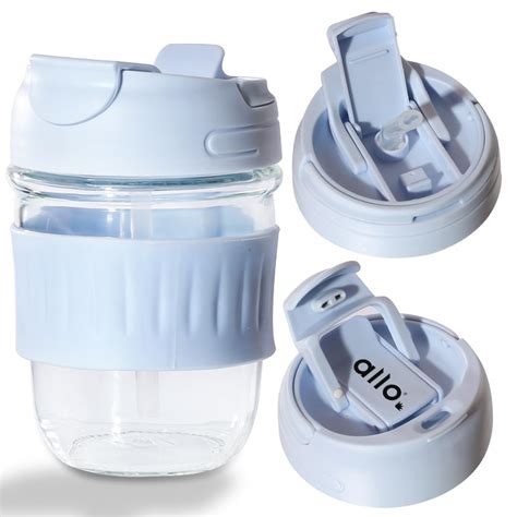 Buy Allo Reusable Glass Mug Sipper Tumbler with Straw, Unique 2 in 1 ...