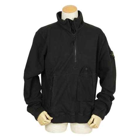 ストーンアイランド 八の字ジップ ジップブルゾン スウェット ワッペン ブラック-