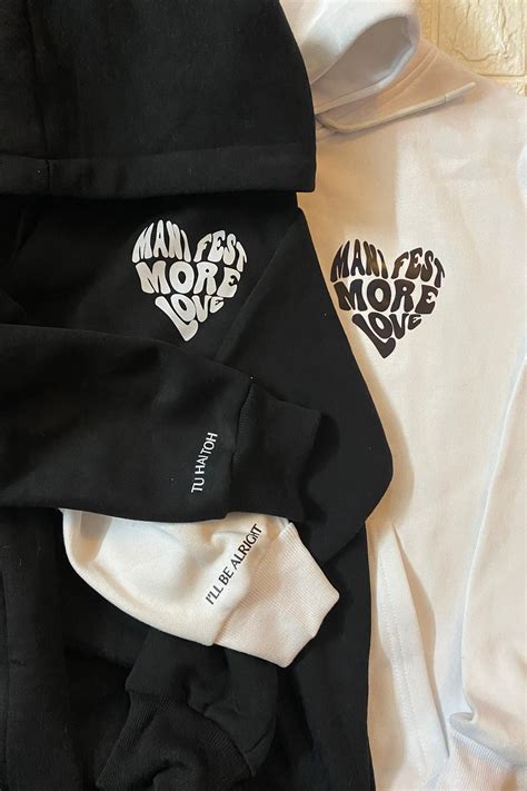 Pack of 2: Manifest More Love Couple Hoodies with Printed Sleeves (Tu ...