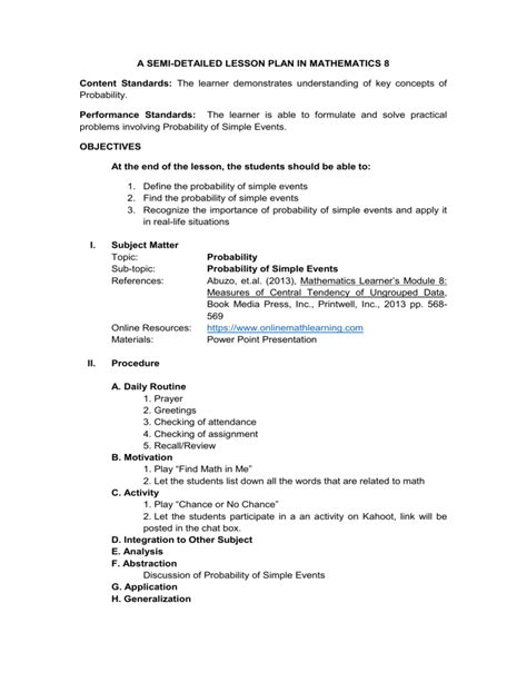 Image result for Possible Learning Objective for Lesson On Probability