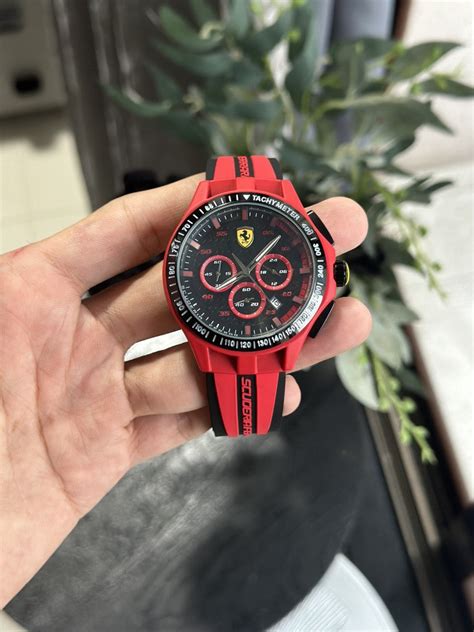 REF Black Red Silicone Strap Black Red Dial Men’s Watch 988418 – Luxury ...
