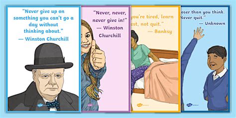 Never Quit Quotes Poster Pack (teacher made) - Twinkl