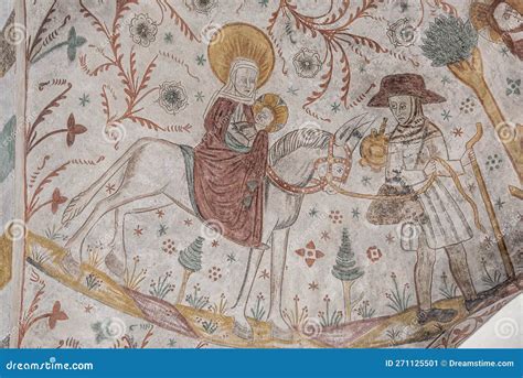 The Flight To Egypt is a Biblical Mural from the 15th Century in ...