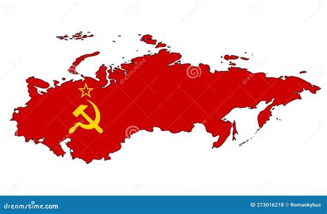 Union of Soviet Socialist Republics Map with Flag - Outline of a State with a National Flag ...