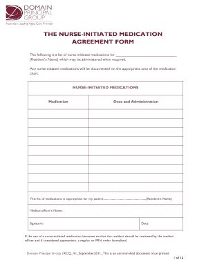 Fillable Online THE NURSE-INITIATED MEDICATION AGREEMENT FORM Fax Email ...
