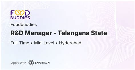 R&D Manager - Telangana State Job | Hyderabad | Mid-Level