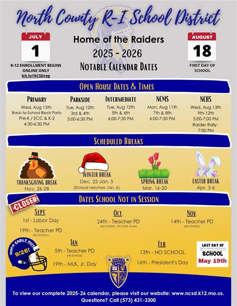 North St. Francois County R-I School District Calendar 25-26 Revised ...