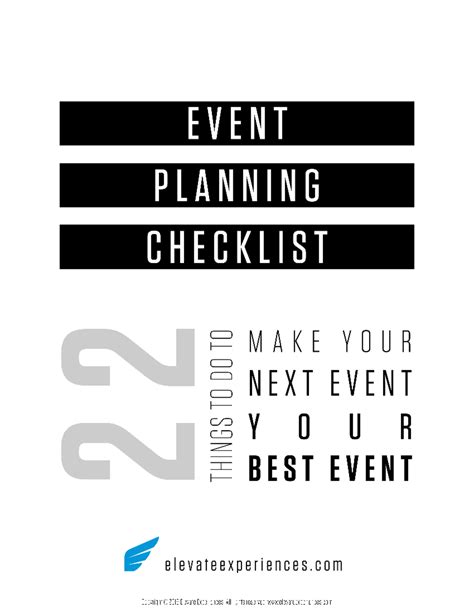 Elevate Experiences Event Planning Checklist - 3-4 months prior to the ...