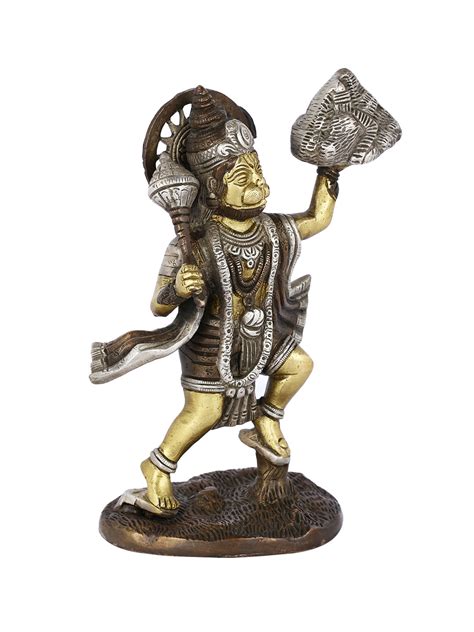 Buy online Brass Hanuman Idol Holding Sanjeevani Booti Mountain ...
