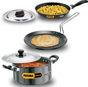 Hawkins Futura 3 Pieces Cookware Set 1 - Flat Tava, Frying Pan, Stewpot ...