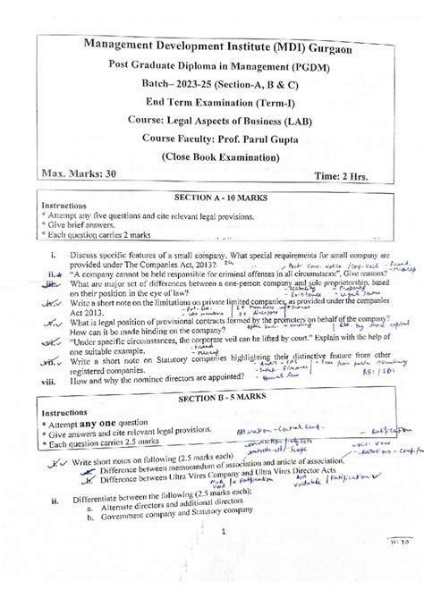 ET LAB 2023 - Sample Exam Paper for Legal Aspects of Business - Studocu